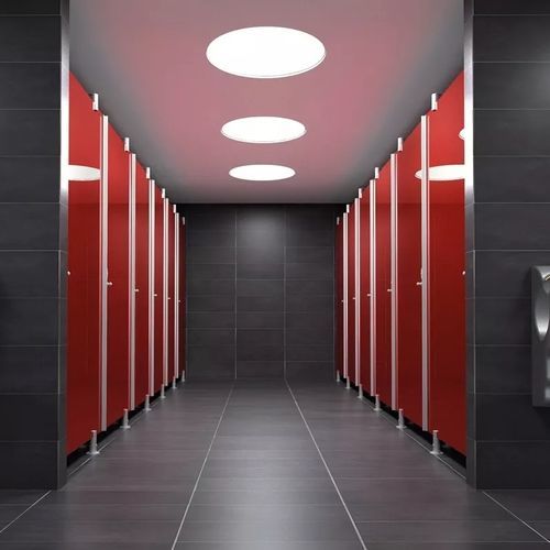 HPL卫生间隔间 - STUDIO T - Fit Interiors - 淬火玻璃 / 不锈钢 / 挤压铝材