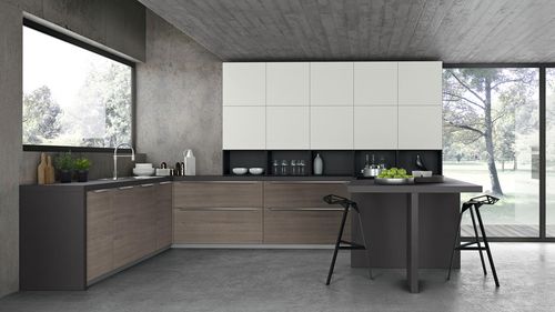 现代风格厨房 - RHO : COMPOSITION 03 - ARMONY CUCINE - 木制贴皮 / 三聚氰胺 / U 形