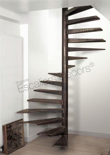 方形螺旋楼梯 - Carré DH16 SPIR'DÉCO® - ESCALIERS DECORS - 压花金属板台阶 / 金属结构 / 家用