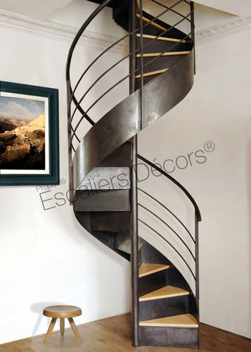 旋转楼梯 - LOFT DH37 SPIR'DÉCO®  - ESCALIERS DECORS - 木台阶 / 钢结构 / 涂漆钢架