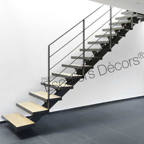 直线型楼梯 - DT119 ESCA'DROIT®  - ESCALIERS DECORS - 木台阶 / 涂漆钢架 / 家用