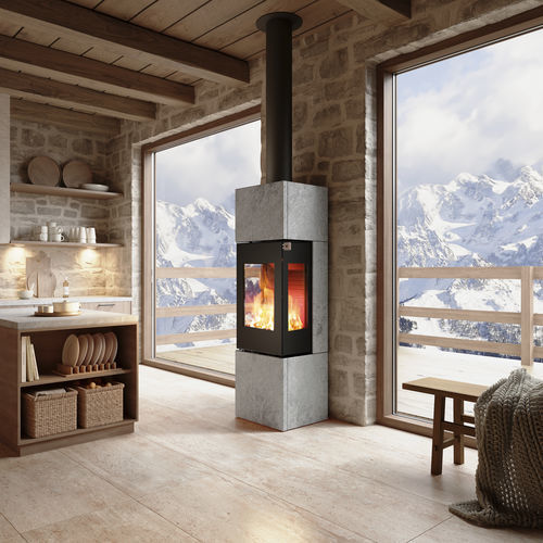 木材采暖炉 - NEXO 160 SPECKSTEIN - Attika Feuer AG - 5 kW...10 kW / 独立式 / 3面