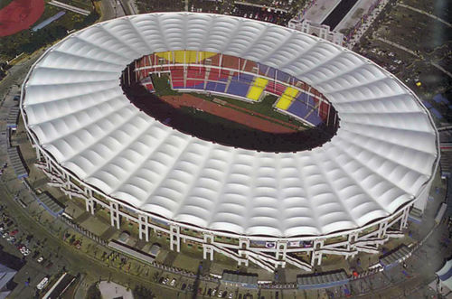 聚酯建筑膜材 - BUKIT JALIL - Hightex - PVC / 开合式拉伸结构 / 用于屋顶
