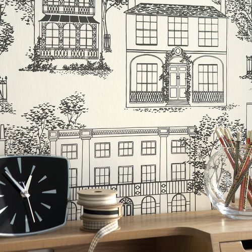 传统风格墙纸 - HAMPSTEAD - The Little Greene - 场景图案 / 仿墙纸 / 灰色