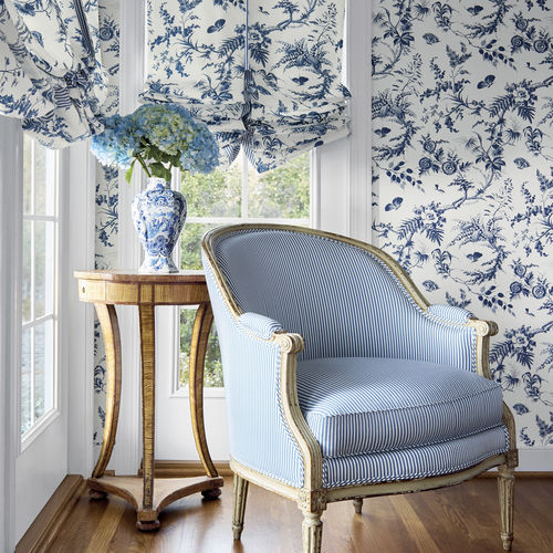 窗帘面料 - NEWLANDS TOILE - Thibaut - 花朵图案 / 棉质 / 干洗