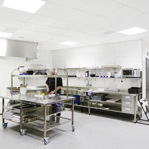 玻璃棉吊顶 - HYGIENE PERFORMANCE™ A - Saint-Gobain Ecophon - 方砖 / 用于无菌室 / 用于整体厨房