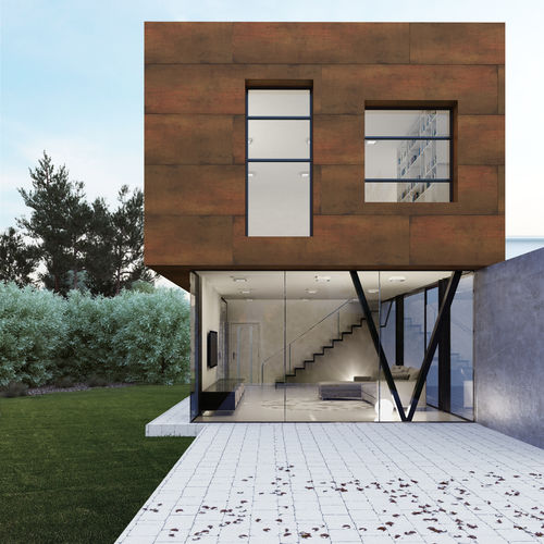 板式立面 - TECHLAM® : STEEL CORTEN - Levantina - 陶土 / 抛光 / 仿金属