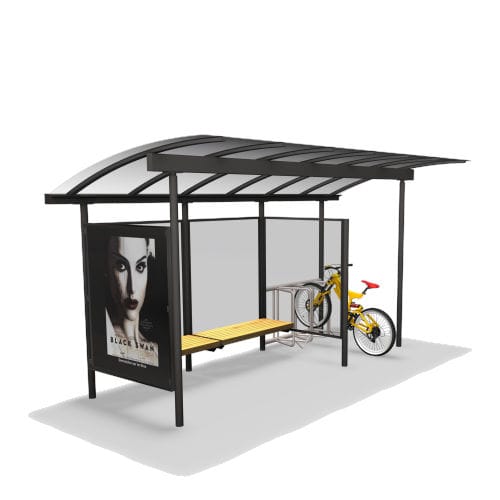 金属公交站台遮阳棚 - COMBI BUS - Euroform K. Winkler GmbH - 聚碳酸酯 / 镀锌 / 带凳子