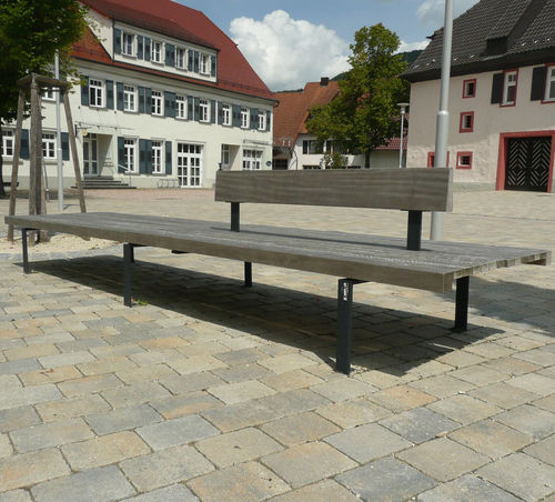 现代风格公共长椅 - LINEA - Euroform K. Winkler GmbH - 硬木 / 电镀钢 / 带椅背