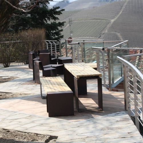 现代风格公共长椅 - LINEA - Euroform K. Winkler GmbH - 硬木 / 电镀钢 / 镀锌钢板