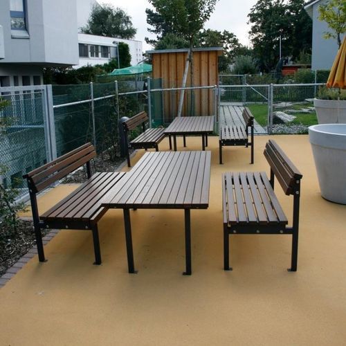 现代风格野餐桌 - QUATTRO - Euroform K. Winkler GmbH - 硬木 / 镀锌钢桌脚 / 长方形