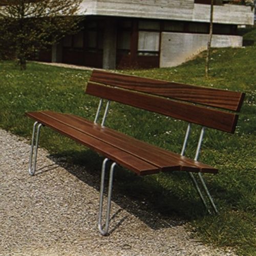 现代风格公共长椅 - CLASSIC - Euroform K. Winkler GmbH - 硬木 / 电镀钢 / 带椅背