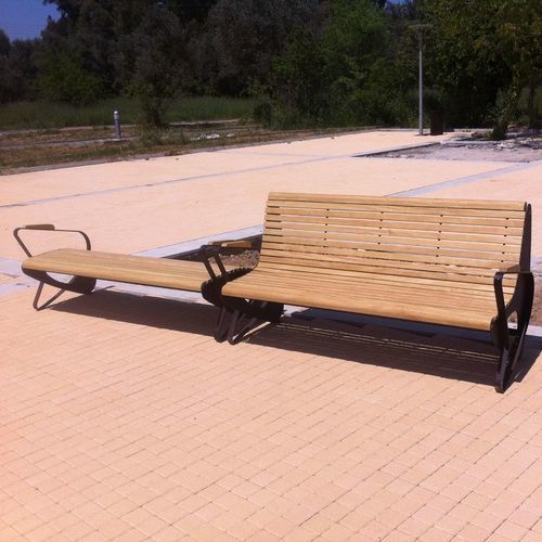 现代风格公共长椅 - ALLDOUBLE - Euroform K. Winkler GmbH - 硬木 / 电镀钢 / 镀锌钢板