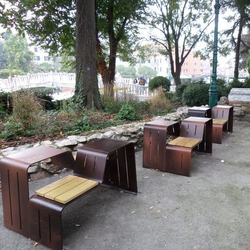 现代风格公共长椅 - CRYOU  - Euroform K. Winkler GmbH - 硬木 / 电镀钢 / 镀锌钢板