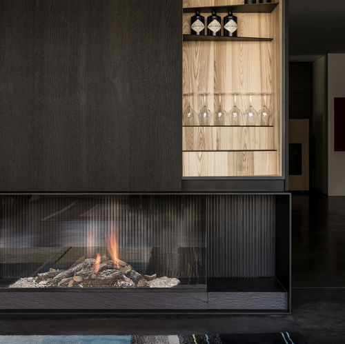 天然气壁炉 - AVENUE MF 1300-60 GHE 3S - Metalfire Architectural fireplaces - 丙烷 / 嵌入式 / 落地