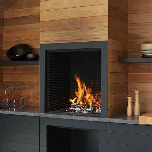 燃木壁炉 - UNIVERSAL BBQ 2 - Metalfire Architectural fireplaces - 嵌入式 / 单面 / 花园