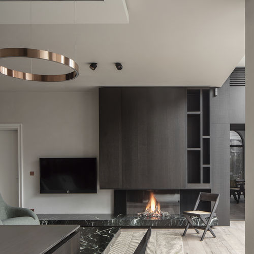 天然气壁炉 - AVENUE MF 1050-75 GHE 3S - Metalfire Architectural fireplaces - 丙烷 / 集成式 / 落地