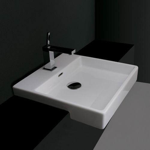 半嵌入式台盆 - PLAIN 45S - Ws Bath Collections - 陶瓷 / 带调温水龙头 / 正方形