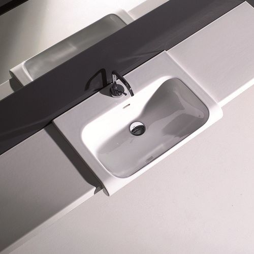 半嵌入式台盆 - INKA 3411 - Ws Bath Collections - 陶瓷 / 带调温水龙头 / 长方形