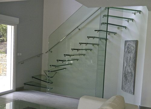L型楼梯 - SKYSTEP VERRE STANDARD - Trescalini - 玻璃台阶 / 玻璃结构 / 现代风格