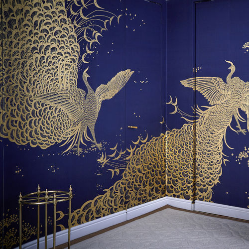 传统风格墙纸 - WHISTLER PEACOCKS - DE GOURNAY - 丝绸 / 图案 / 动物图案