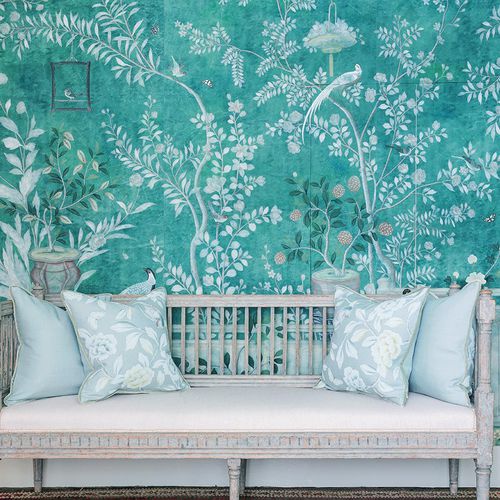 传统风格墙纸 - SALON VERT - DE GOURNAY - 丝绸 / 印花 / 仿布