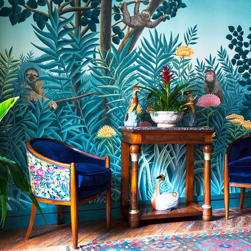 传统风格墙纸 - ROUSSEAU - DE GOURNAY - 自然图案 / 场景图案 / 仿布