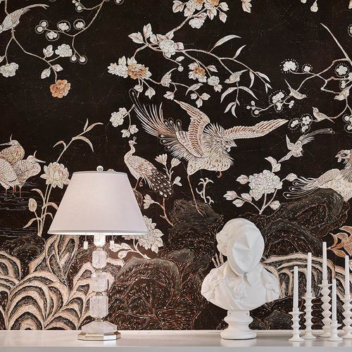 传统风格墙纸 - COCO COROMANDEL - DE GOURNAY - 动物图案 / 中国风 / 仿布