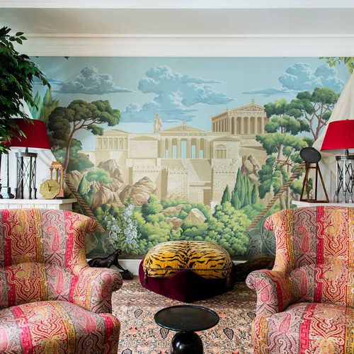 传统风格墙纸 - OLYMPIA FOLLY - DE GOURNAY - 都市图案 / 仿布 / 手工