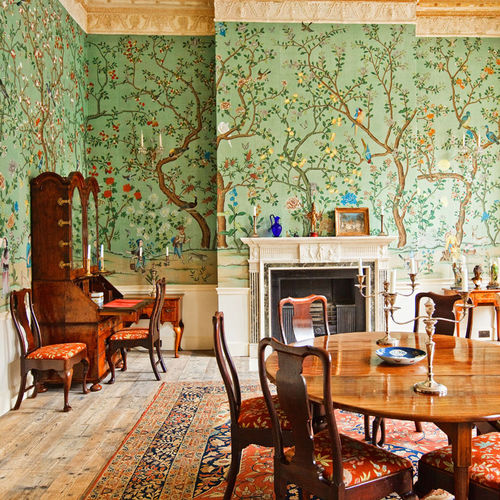 传统风格墙纸 - ABBOTSFORD - DE GOURNAY - 中国风 / 仿布 / 蓝色