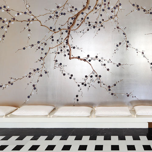 传统风格墙纸 - PLUM BLOSSOM - DE GOURNAY - 印花 / 仿布 / 灰色