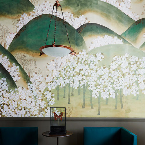 传统风格墙纸 - KISO MOUNTAINS - DE GOURNAY - 自然图案 / 印花 / 仿布