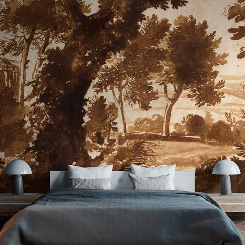 传统风格墙纸 - PAYSAGE AVEC UN TEMPLE - LGD01 décor mural sur mesure - 自然图案 / 印花 / 仿布