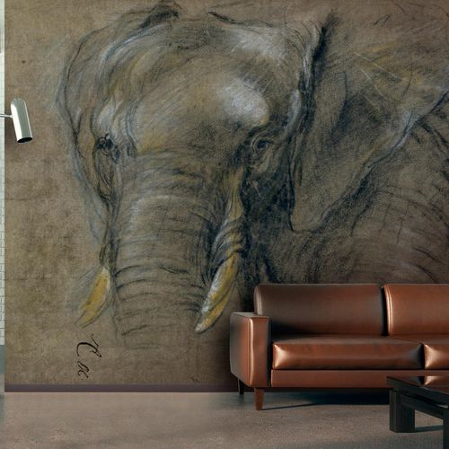 传统风格墙纸 - ETUDE D’UNE TÊTE D’ÉLÉPHANT - LGD01 décor mural sur mesure - 动物图案 / 仿布 / 个性化颜色
