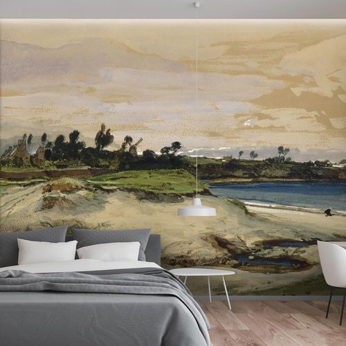 传统风格墙纸 - PLAGE DES ENVIRONS DE SAINT SERVAN - LGD01 décor mural sur mesure - 自然图案 / 仿布 / 个性化颜色