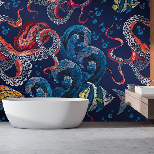 现代风格墙纸 - MAREN MR4127 - LGD01 décor mural sur mesure - 动物图案 / 波纹 / 仿布