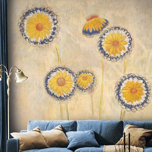 传统风格墙纸 - MARGUERITES - LGD01 décor mural sur mesure - 花朵图案 / 仿布 / 个性化颜色
