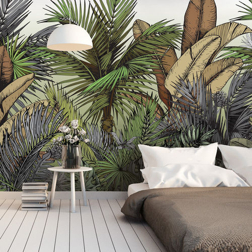 现代风格墙纸 - PALM COLOR PC2708 - LGD01 décor mural sur mesure - 自然图案 / 花卉图案 / 全景式
