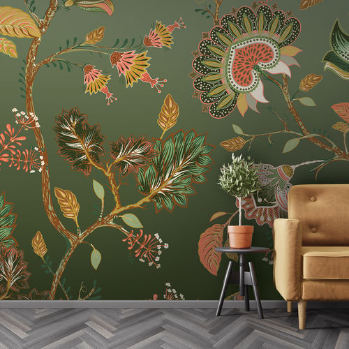 现代风格墙纸 - BATIK BK3904 - LGD01 décor mural sur mesure - 印花 / 绿色 / 无纺布