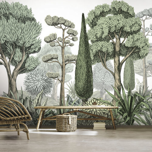 现代风格墙纸 - MEDITERRANIU - LGD01 décor mural sur mesure - 自然图案 / 全景式 / 绿色