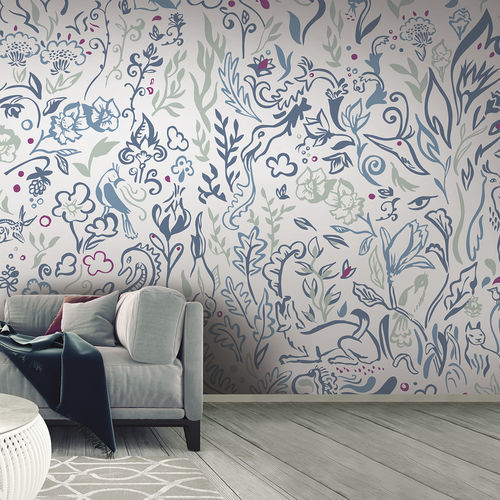 现代风格墙纸 - FOUILLIE-FEUILLUE FF0812 - LGD01 décor mural sur mesure - 全景式 / 彩色 / 无纺布