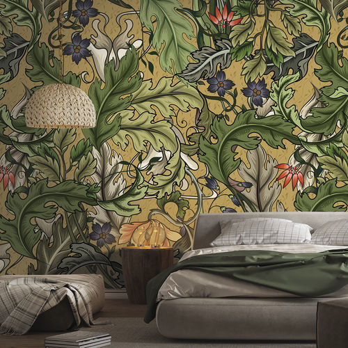 现代风格墙纸 - FOGLIA FG2608 - LGD01 décor mural sur mesure - 印花 / 全景式 / 绿色