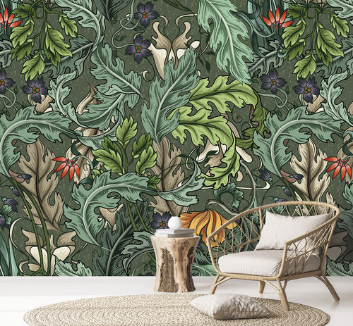 现代风格墙纸 - FOGLIA FG4082 - LGD01 décor mural sur mesure - 印花 / 全景式 / 绿色