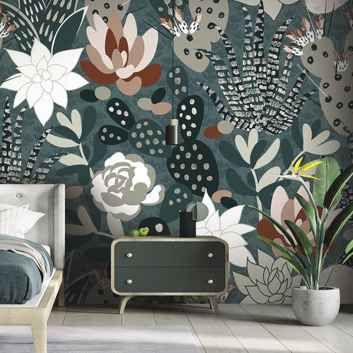 北欧风墙纸 - SUCCULENTE ST6708 - LGD01 décor mural sur mesure - 自然图案 / 花卉图案 / 全景式