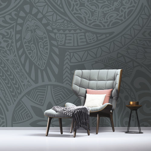 民族风墙纸 - POLYNESIA PL3809 - LGD01 décor mural sur mesure - 全景式 / 几何图案 / 蓝色