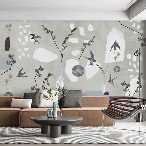 现代风格墙纸 - PAMPA - LGD01 décor mural sur mesure - 自然图案 / 花卉图案 / 仿布