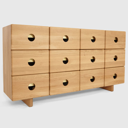 北欧风格餐边柜 - CRAFT BRASS - Hans Hansen Furniture - 栎木 / 带抽屉 / 橇式