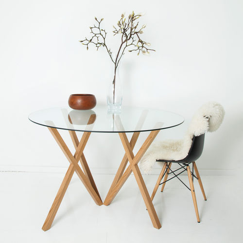 北欧风格桌 - MIKA - Hans Hansen Furniture - 玻璃 / 橡木桌脚 / 长方形