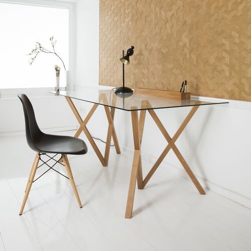 现代风格桌 - MIKA #200  - Hans Hansen Furniture - 玻璃 / 橡木桌脚 / 长方形
