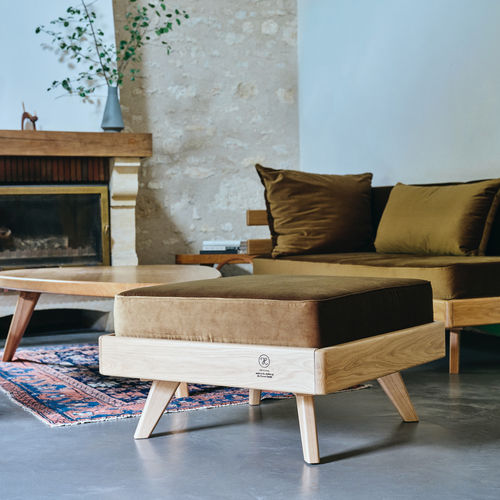 北欧风格坐墩 - REMIX - Hans Hansen Furniture - 布料 / 栎木 / 方形